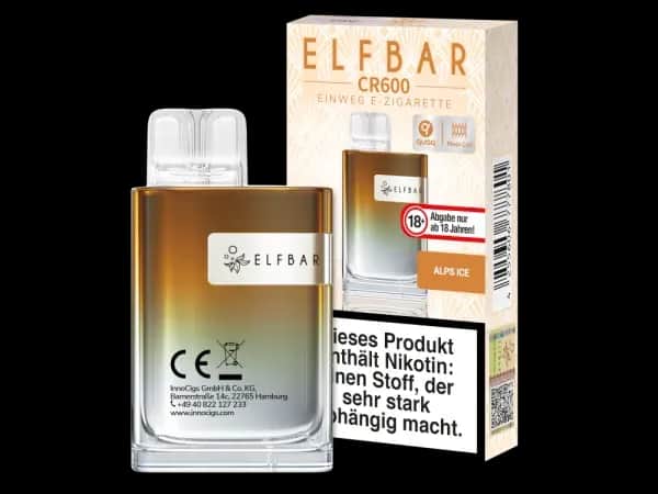 Elfbar - CR600 Einweg E-Zigarette - Alps Ice (Packung: 1er Packung / Geschmack: Apple Peach) (4475,00 EUR / liter)