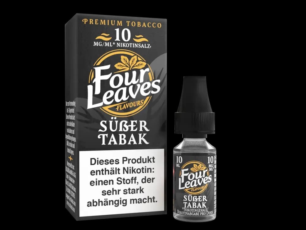 Four Leaves - Nikotinsalz Liquid - Süßer Tabak (Packung: 1er Packung / Stärke: 10 mg/ml / Geschmack: Süßer Tabak) (895,00 EUR / liter)