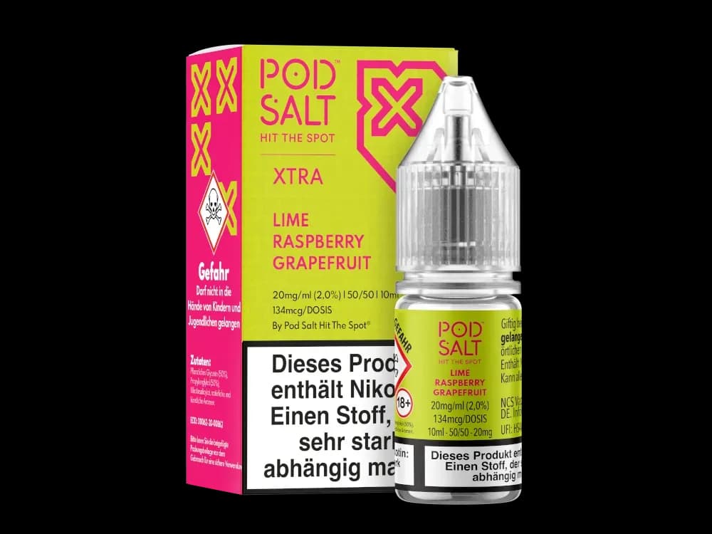 Pod Salt X - Nikotinsalz Liquid  - Lime Raspberry Grapefruit (Packung: 1er Packung / Stärke: 20 mg/ml / Geschmack: Lime Raspberry Grapefruit)...