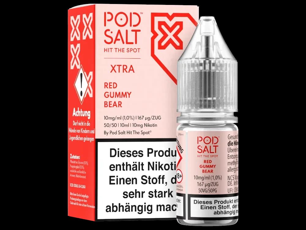 Pod Salt X - Nikotinsalz Liquid  - Red Gummy Bear (Packung: 1er Packung / Stärke: 10 mg/ml / Geschmack: Red Gummy Bear) (995,00 EUR / liter)