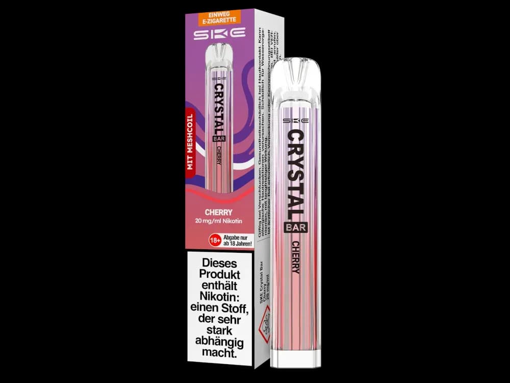 SKE - Crystal Bar Einweg E-Zigarette (Packung: 1er Packung / Stärke: 20 mg/ml / Geschmack: Cherry ) (4475,00 EUR / liter)