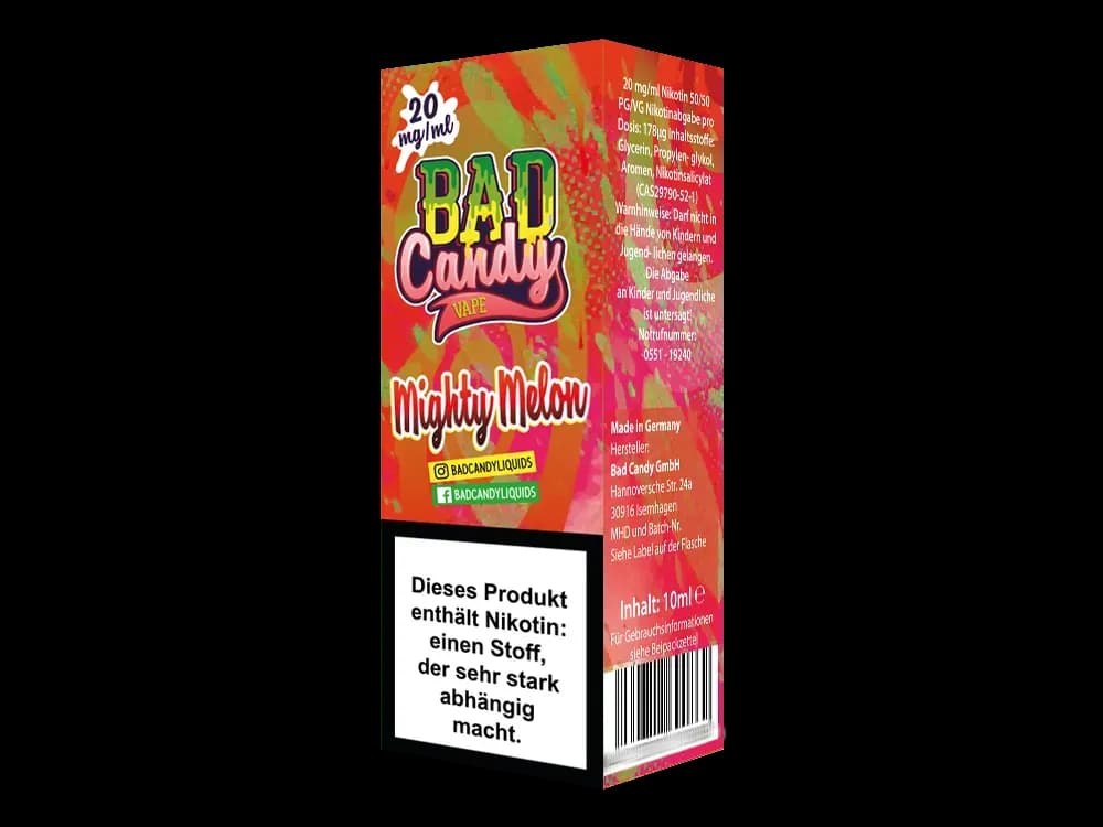 Bad Candy Liquids - Mighty Melon - Nikotinsalz Liquid  (Packung: 1er Packung / Stärke: 20 mg/ml) (895,00 EUR / liter)