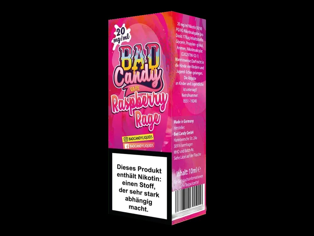 Bad Candy Liquids - Raspberry Rage - Nikotinsalz Liquid  (Packung: 1er Packung / Stärke: 20 mg/ml) (895,00 EUR / liter)