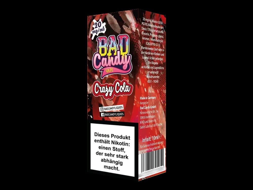 Bad Candy Liquids - Crazy Cola - Nikotinsalz Liquid  (Packung: 1er Packung / Stärke: 20 mg/ml) (895,00 EUR / liter)