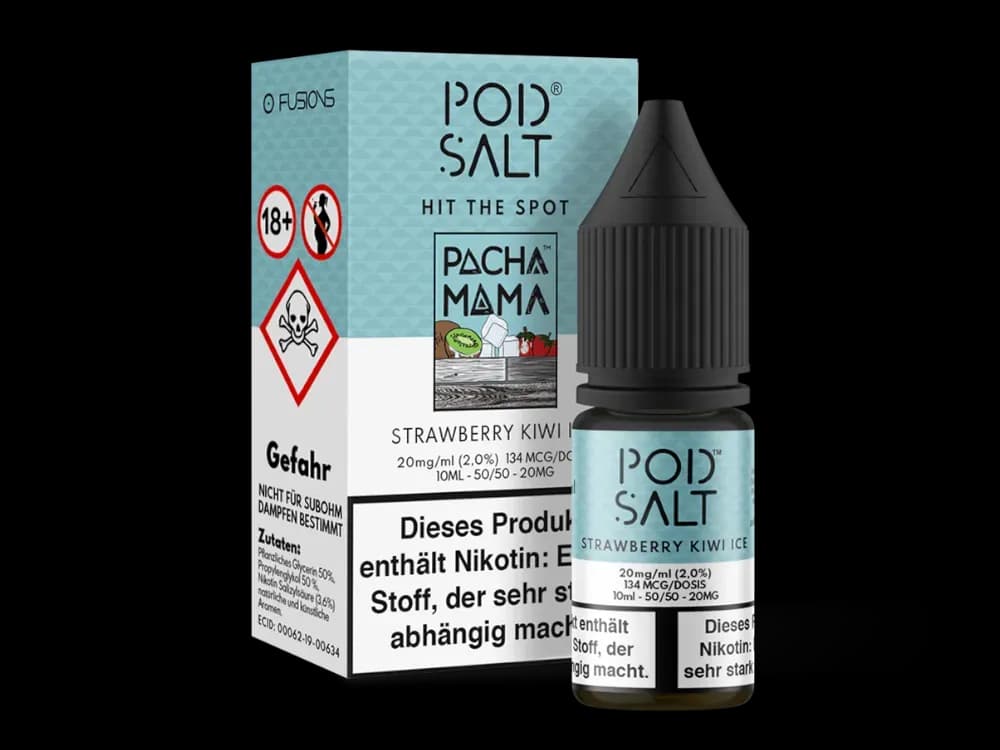 Pod Salt Fusion - Strawberry Kiwi Ice - Nikotinsalz Liquid  (Packung: 1er Packung / Stärke: 20 mg/ml) (1095,00 EUR / liter)
