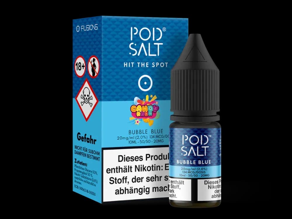 Pod Salt Fusion - Bubble Blue - Nikotinsalz Liquid (Packung: 1er Packung / Stärke: 20 mg/ml) (1095,00 EUR / liter)