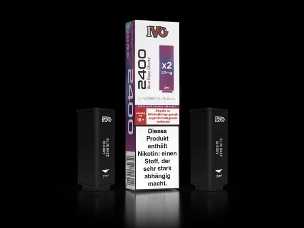 IVG - 2400 Pod 20mg/ml (2 Stück pro Packung) - Blue Razz Cherry (Packung: 1er Packung / Stärke: 20 mg/ml / Geschmack: Fizzy Cherry) (2237,50 EUR /...