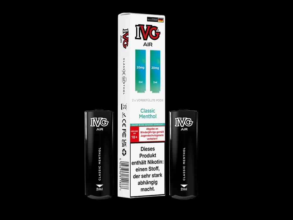 IVG AIR Pod (2 Stück pro Packung) - Blue Raspberry Ice (Packung: 1er Packung / Stärke: 20 mg/ml / Geschmack: Classic Menthol) (2237,50 EUR / liter)