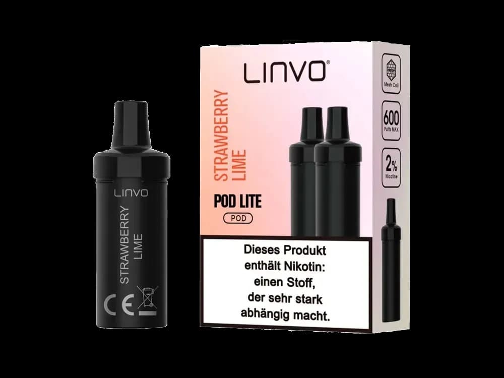 Linvo - Pod Lite Cartridge (2 Stück pro Packung) - Banana Ice Cream (Packung: 1er Packung / Stärke: 20 mg/ml / Geschmack: Strawberry Lime) (2237,50...