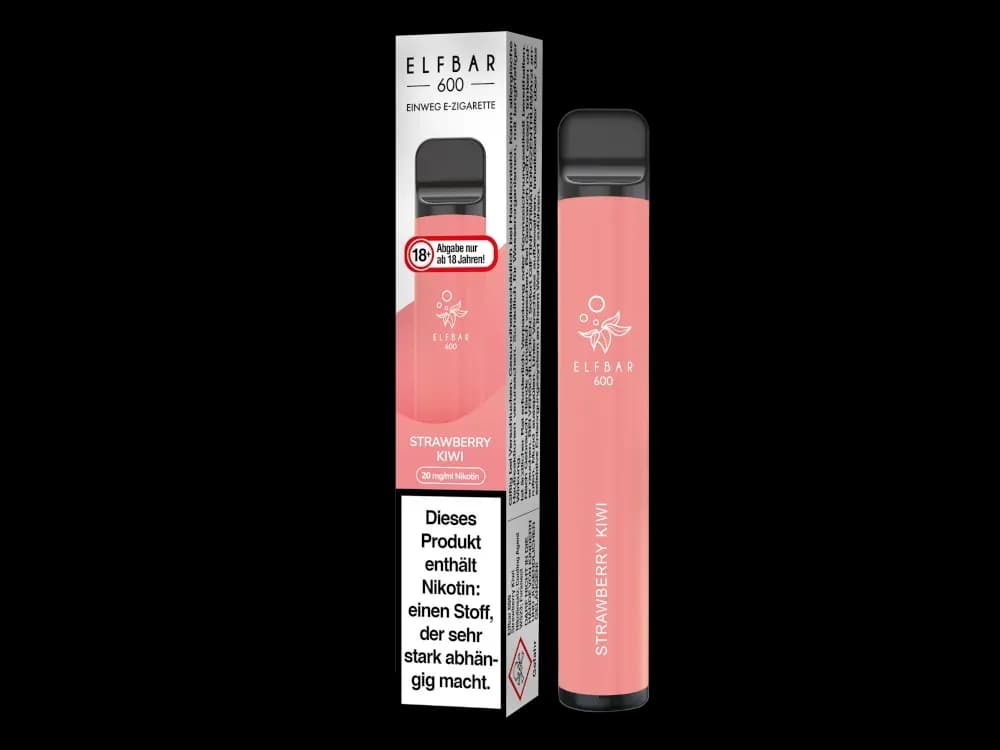 Elfbar 600 Einweg E-Zigarette - Apple Peach (Packung: 1er Packung / Stärke: 20 mg/ml / Geschmack: Strawberry Kiwi) (4475,00 EUR / liter)