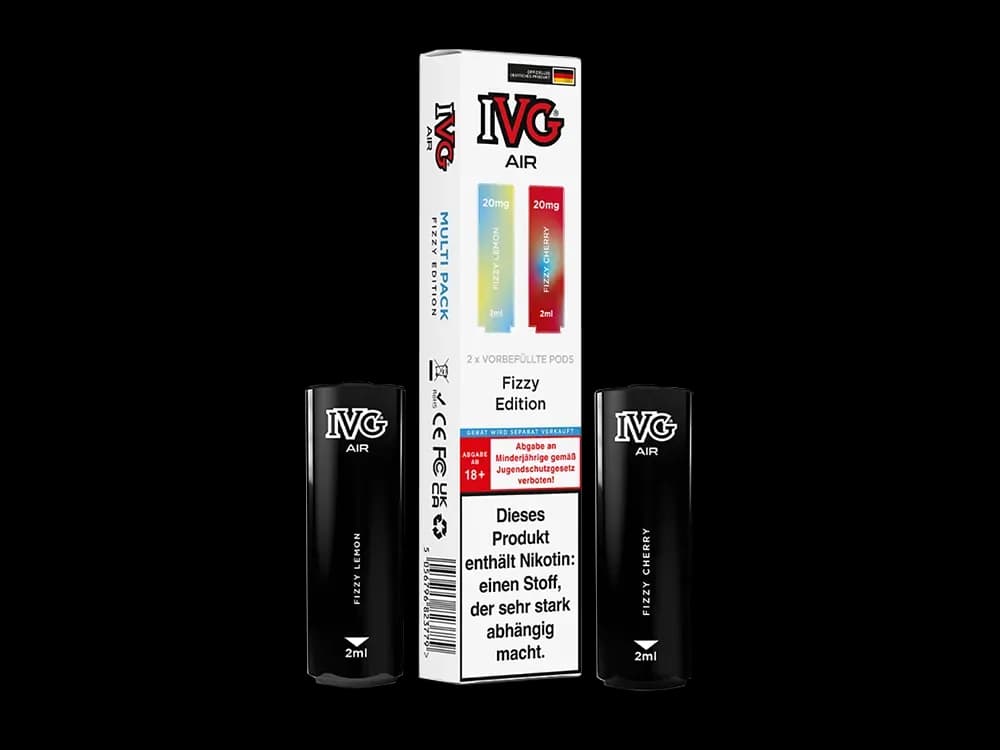 IVG AIR Pod Multi Flavour Edition (2 Stück pro Packung) - Blue Raspberry Edition (Packung: 1er Packung / Stärke: 20 mg/ml / Geschmack: Fizzy...