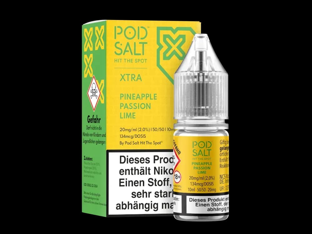 Pod Salt X - Nikotinsalz Liquid  - Pineapple Passion Lime (Packung: 1er Packung / Stärke: 20 mg/ml / Geschmack: Pineapple Passion Lime) (995,00 EUR...