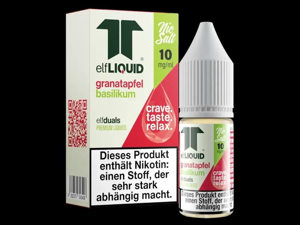 Elf-Liquid - Dual - Nikotinsalz Liquid 10 mg/ml - Granatapfel-Basilikum (Packung: 1er Packung / Stärke: 10 mg/ml / Geschmack:...