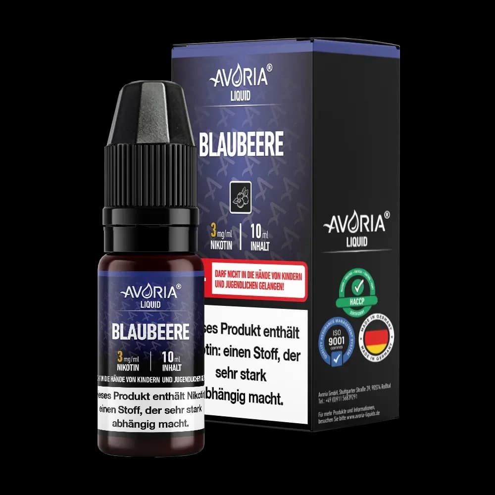Avoria - E-Zigaretten Liquid - Blaubeere (Packung: 1er Packung / Stärke: 12 mg/ml / Geschmack: Blaubeere) (795,00 EUR / liter)