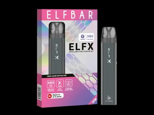 Elfbar - Elfx E-Zigaretten Set (Packung: 1er Packung / Farbe: silber-pink)