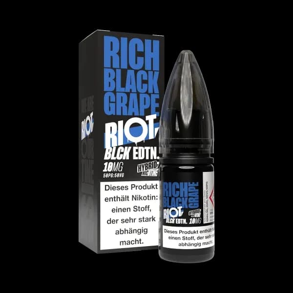 Riot Squad - BLCK Edition - Hybrid Nikotinsalz Liquid - Rich Black Grape (Packung: 1er Packung / Stärke: 10 mg/ml / Geschmack: Rich Black Grape)...
