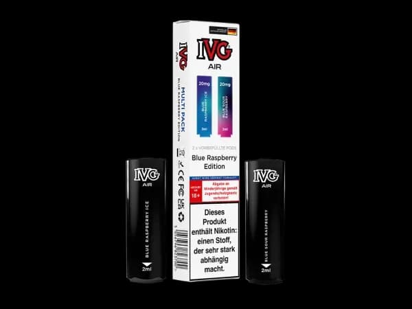 IVG AIR Pod Multi Flavour Edition (2 Stück pro Packung) - Blue Raspberry Edition (Packung: 1er Packung / Stärke: 20 mg/ml / Geschmack: Watermelon...