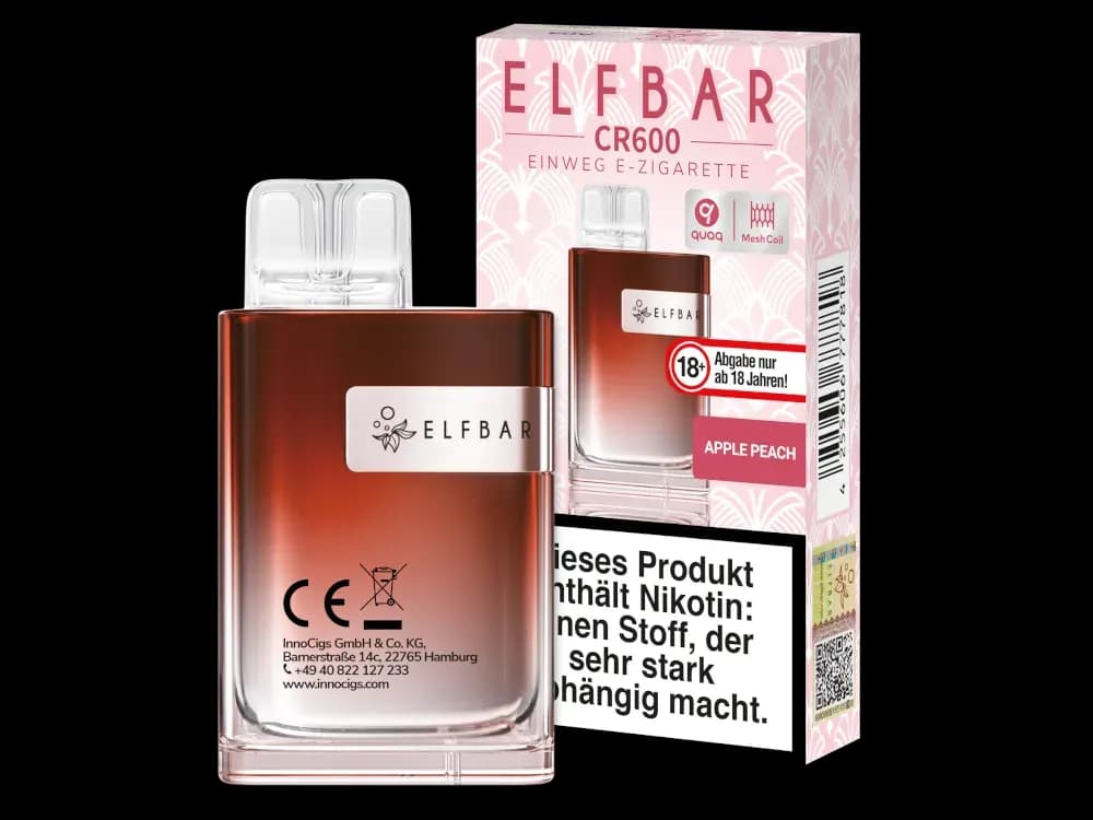 Elfbar - CR600 Einweg E-Zigarette - Alps Ice (Packung: 1er Packung / Geschmack: Apple Peach) (4475,00 EUR / liter)