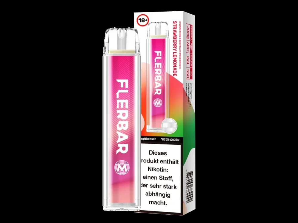 Flerbar - M Einweg E-Zigarette  - Alberry (Packung: 1er Packung / Stärke: 20 mg/ml / Geschmack: Strawberry Lemonade) (4475,00 EUR / liter)