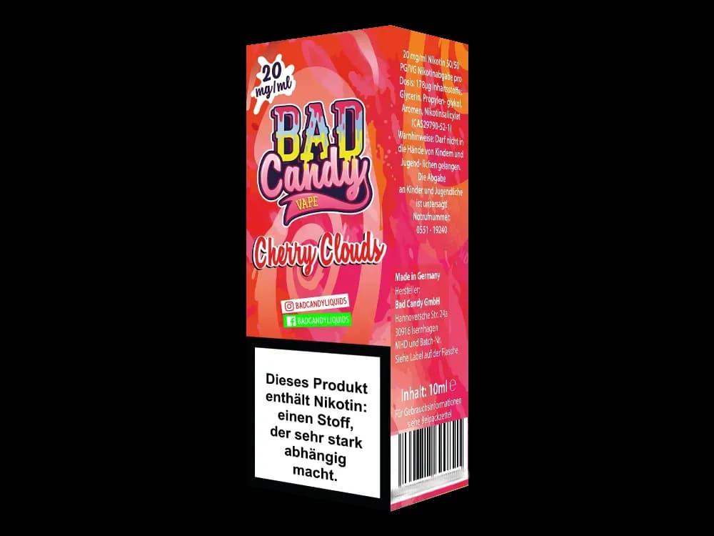 Bad Candy Liquids - Cherry Cloud - Nikotinsalz Liquid  (Packung: 1er Packung / Stärke: 20 mg/ml) (895,00 EUR / liter)