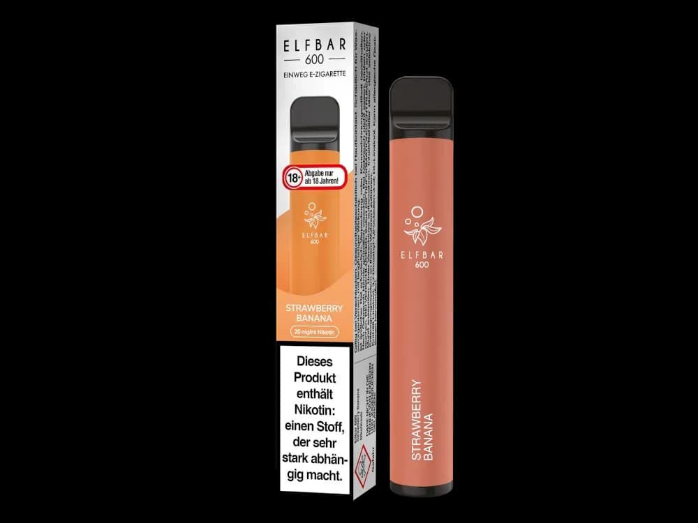 Elfbar 600 Einweg E-Zigarette - Apple Peach (Packung: 1er Packung / Stärke: 20 mg/ml / Geschmack: Strawberry Banana) (4475,00 EUR / liter)