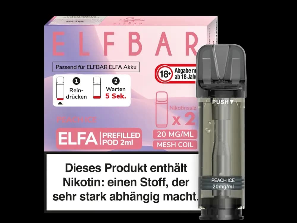 Elfbar Elfa Pod 20mg/ml (2 Stück) - Blue Razz Lemonade (Packung: 1er Packung / Stärke: 20 mg/ml / Geschmack: Peach Ice) (2987,50 EUR / liter)