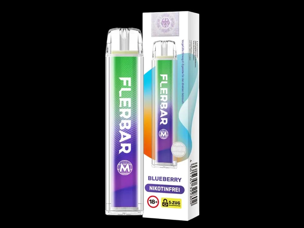 Flerbar - M Einweg E-Zigarette  - Apple Ice (Packung: 1er Packung / Stärke: 0 mg/ml / Geschmack: Blueberry) (4475,00 EUR / liter)