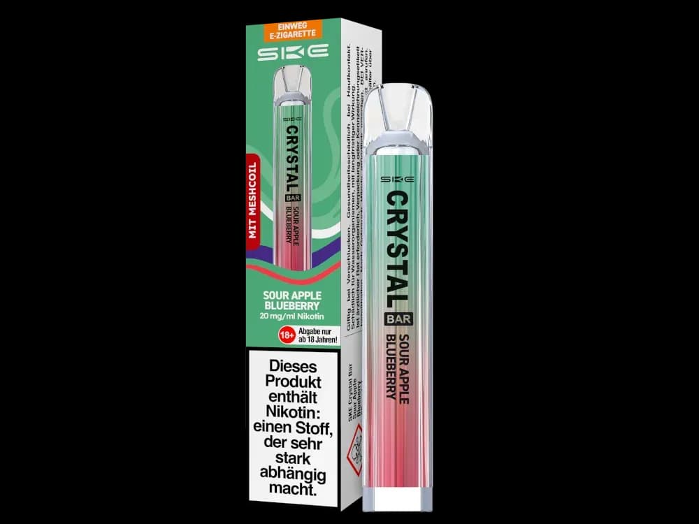SKE - Crystal Bar Einweg E-Zigarette (Packung: 1er Packung / Stärke: 20 mg/ml / Geschmack: Sour Apple Blueberry) (4475,00 EUR / liter)