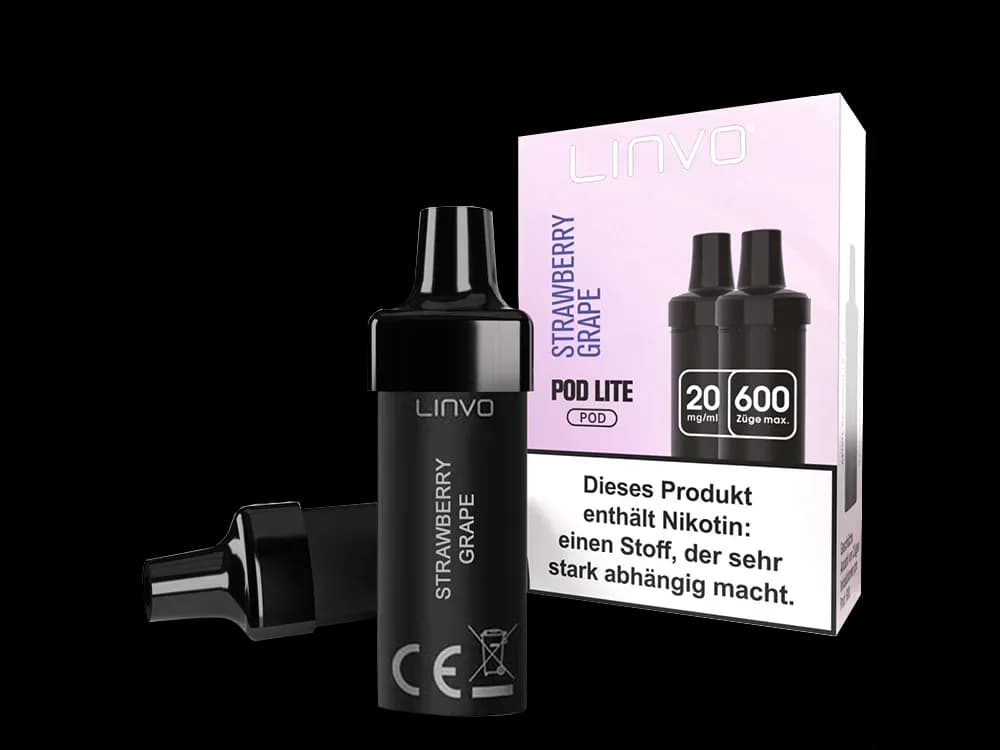 Linvo - Pod Lite Cartridge (2 Stück pro Packung) - Banana Ice Cream (Packung: 1er Packung / Stärke: 20 mg/ml / Geschmack: Strawberry Grape)...