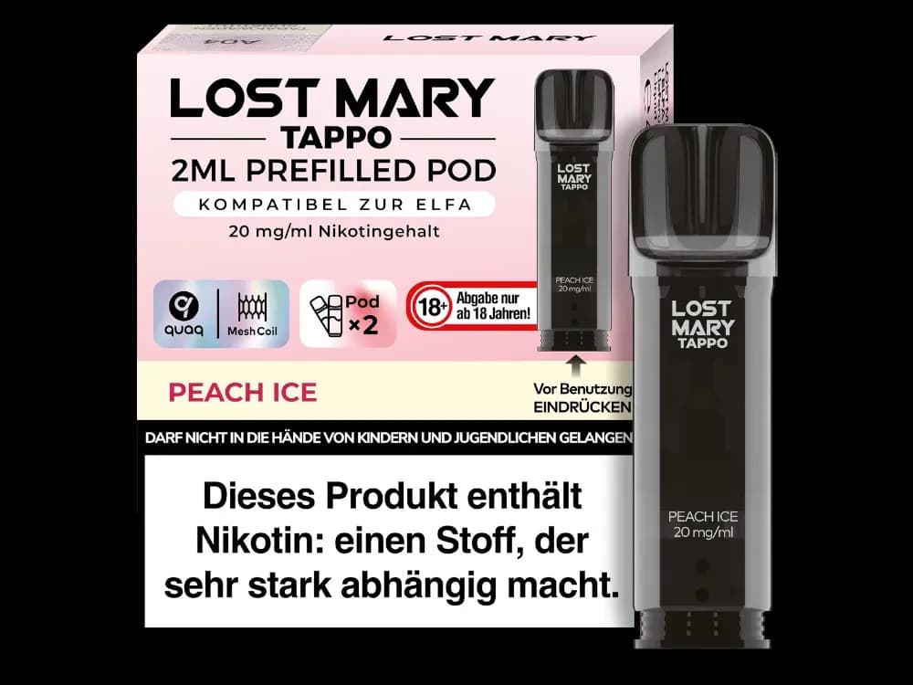 Lost Mary - Tappo Pod (2 Stück pro Packung) - Blue Razz Lemonade (Packung: 1er Packung / Stärke: 20 mg/ml / Geschmack: Peach Ice) (2987,50 EUR /...