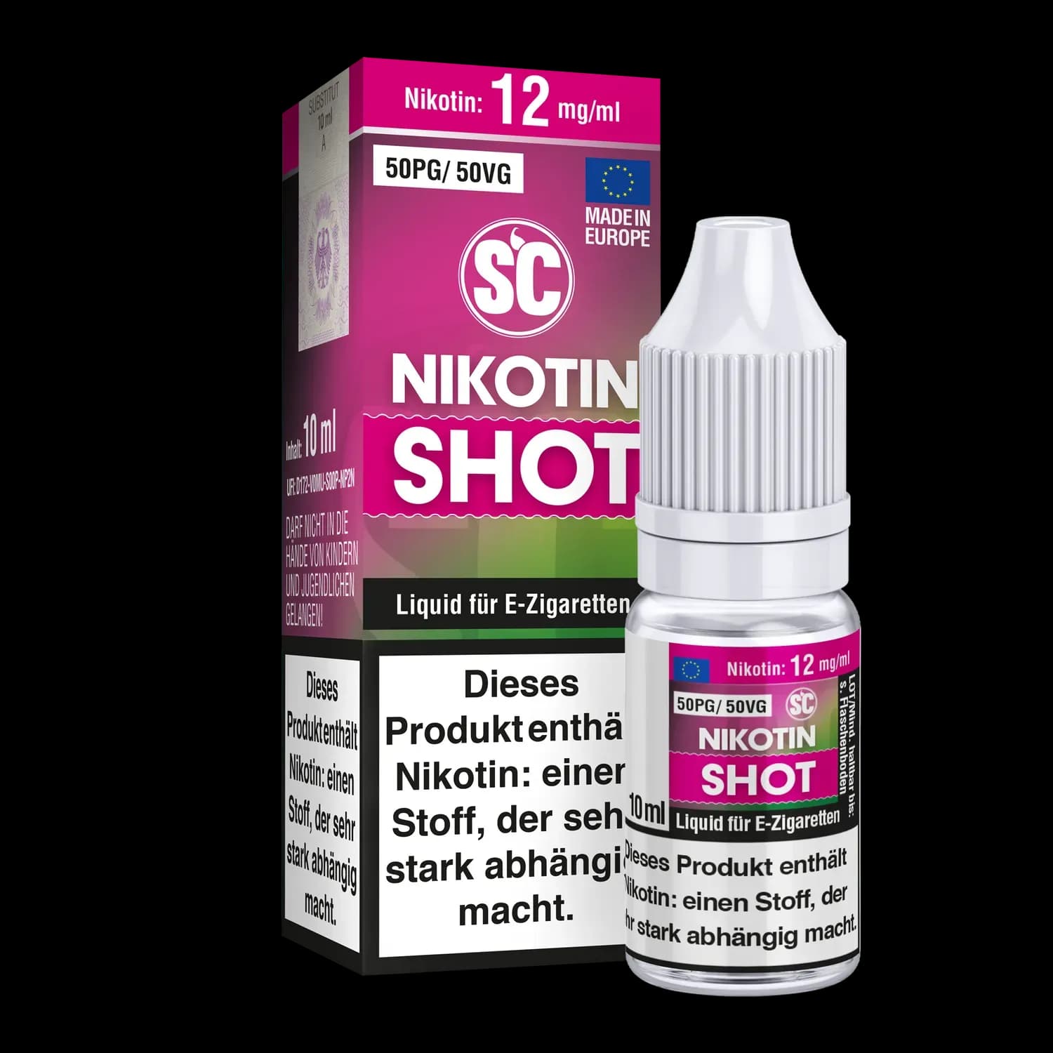 SC - 10ml Nikotin Shot (Packung: 1er Packung / Stärke: 12 mg/ml / Model: 50PG / 50VG) (695,00 EUR / liter)