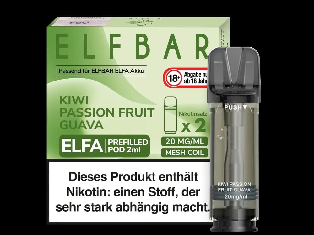 Elfbar Elfa Pod 20mg/ml (2 Stück) - Blue Razz Lemonade (Packung: 1er Packung / Stärke: 20 mg/ml / Geschmack: Kiwi Passion Fruit Guava) (2987,50 EUR...