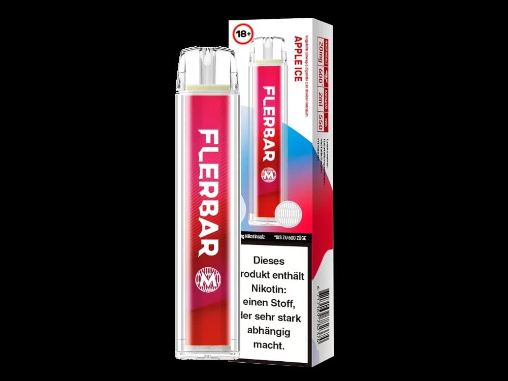 Flerbar - M Einweg E-Zigarette  - Alberry (Packung: 1er Packung / Stärke: 20 mg/ml / Geschmack: Apple Ice) (4475,00 EUR / liter)