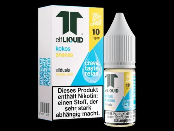 Elf-Liquid - Dual - Nikotinsalz Liquid 10 mg/ml - Kokos-Ananas (Packung: 1er Packung / Stärke: 10 mg/ml / Geschmack: Kokos-Ananas) (895,00 EUR /...