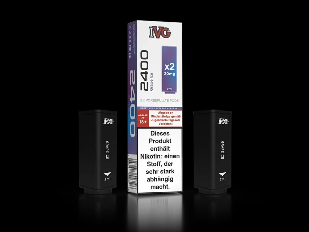 IVG - 2400 Pod 20mg/ml (2 Stück pro Packung) - Blue Razz Cherry (Packung: 1er Packung / Stärke: 20 mg/ml / Geschmack: Grape Ice) (2237,50 EUR / liter)