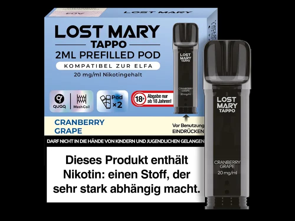 Lost Mary - Tappo Pod (2 Stück pro Packung) - Blue Razz Lemonade (Packung: 1er Packung / Stärke: 20 mg/ml / Geschmack: Cranberry Grape) (2987,50...