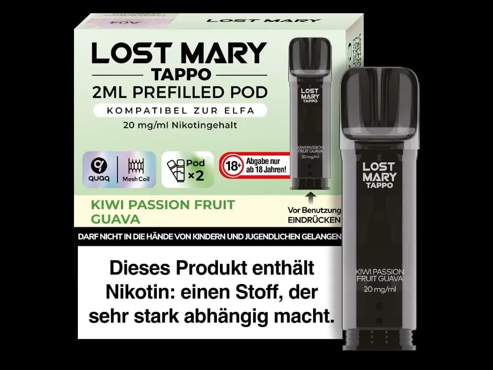 Lost Mary - Tappo Pod (2 Stück pro Packung) - Blue Razz Lemonade (Packung: 1er Packung / Stärke: 20 mg/ml / Geschmack: Kiwi Passion Fruit Guava)...