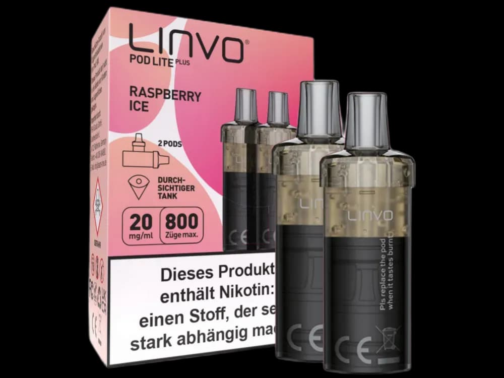 Linvo - Pod Lite Plus Cartridge 20 mg/ml (2 Stück pro Packung) - Blueberry Pomegranate Lemonade (Geschmack: Raspberry Ice / Packung: 1er Packung /...