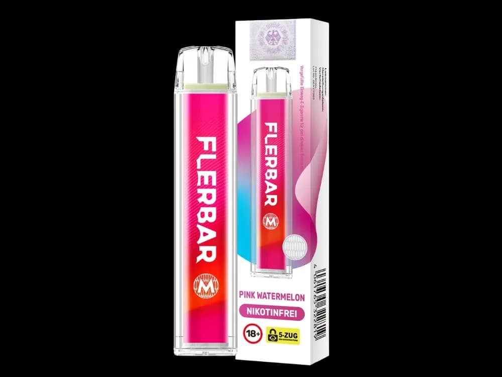 Flerbar - M Einweg E-Zigarette  - Apple Ice (Packung: 1er Packung / Stärke: 0 mg/ml / Geschmack: Pink Watermelon) (4475,00 EUR / liter)