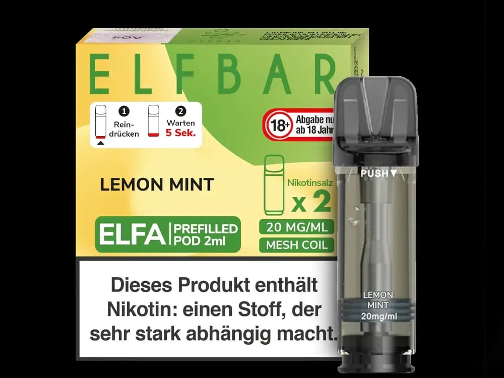 Elfbar Elfa Pod 20mg/ml (2 Stück) - Blue Razz Lemonade (Packung: 1er Packung / Stärke: 20 mg/ml / Geschmack: Lemon Mint) (2987,50 EUR / liter)