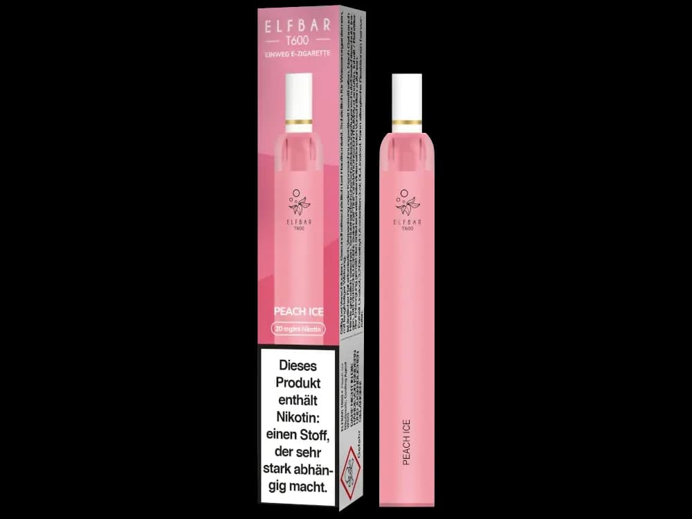 Elfbar T600 Einweg E-Zigarette - Blueberry (Packung: 1er Packung / Stärke: 20 mg/ml / Geschmack: Peach Ice) (4475,00 EUR / liter)