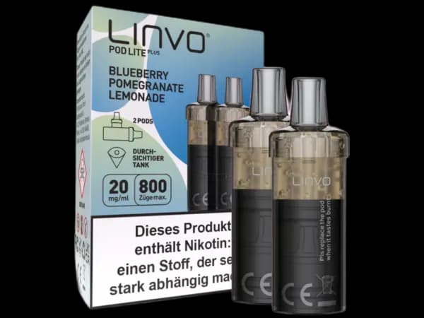 Linvo - Pod Lite Plus Cartridge 20 mg/ml (2 Stück pro Packung) - Blueberry Pomegranate Lemonade (Packung: 1er Packung / Stärke: 20 mg/ml /...