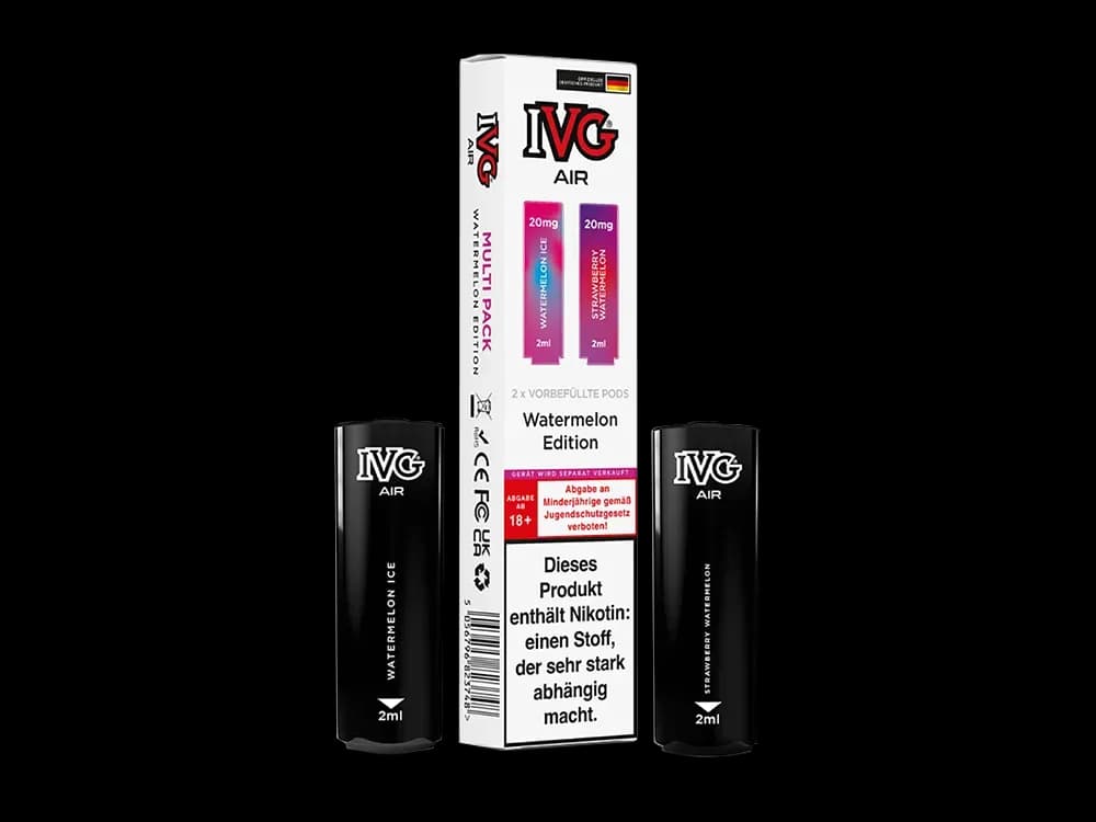 IVG AIR Pod Multi Flavour Edition (2 Stück pro Packung) - Blue Raspberry Edition (Packung: 1er Packung / Stärke: 20 mg/ml / Geschmack: Watermelon...