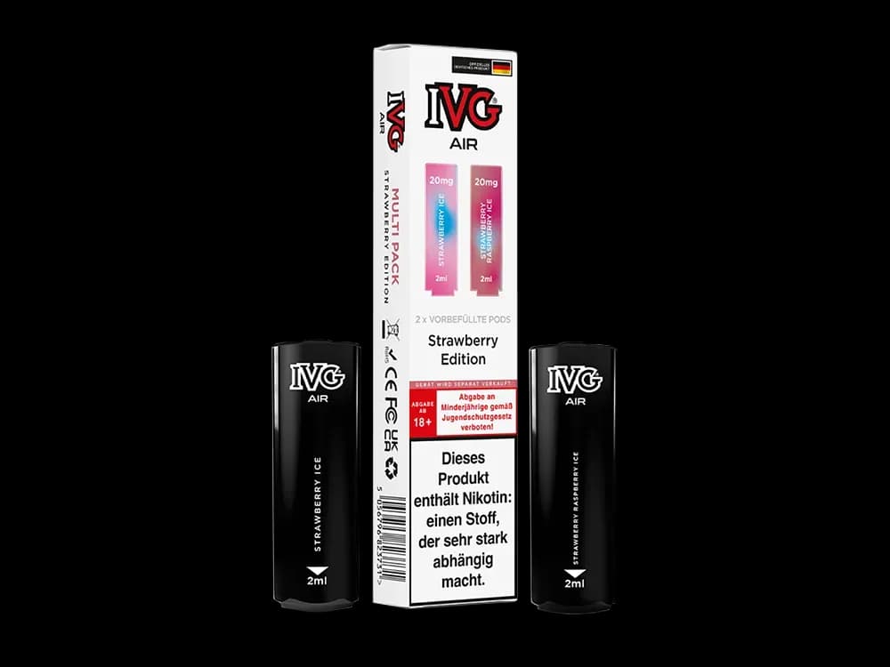 IVG AIR Pod Multi Flavour Edition (2 Stück pro Packung) - Blue Raspberry Edition (Packung: 1er Packung / Stärke: 20 mg/ml / Geschmack: Strawberry...