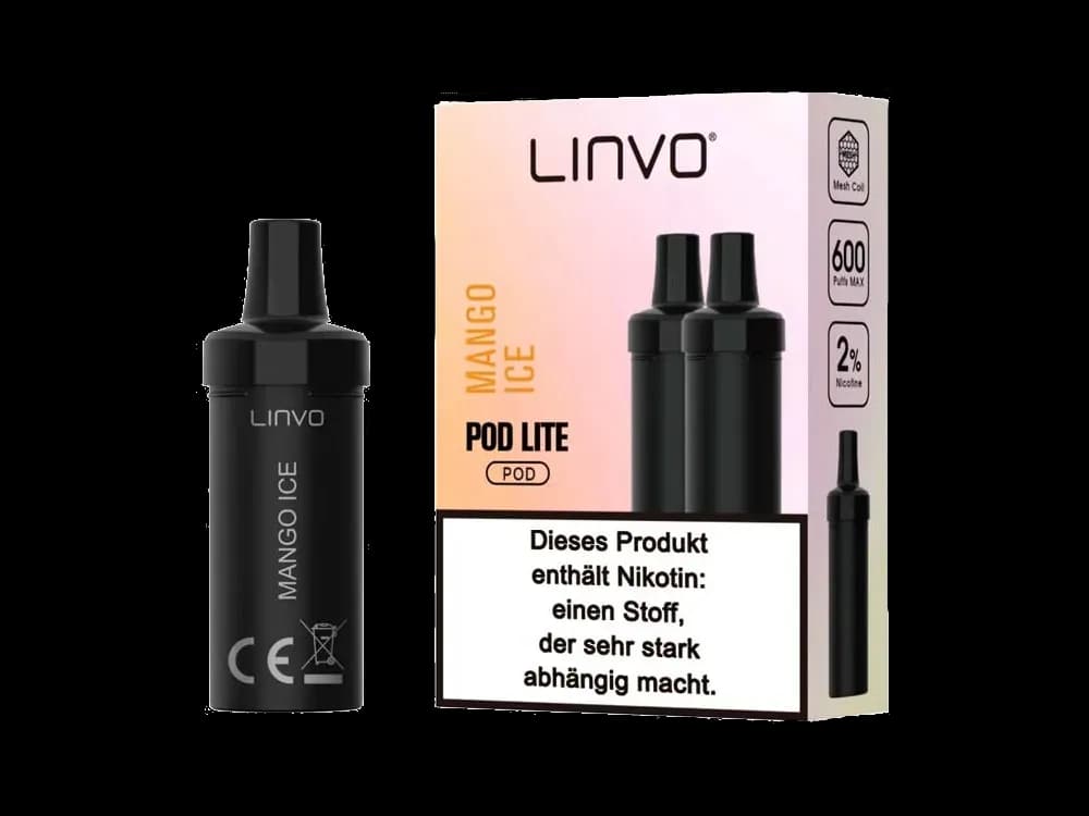 Linvo - Pod Lite Cartridge (2 Stück pro Packung) - Banana Ice Cream (Packung: 1er Packung / Stärke: 20 mg/ml / Geschmack: Mango Ice) (2487,50 EUR /...