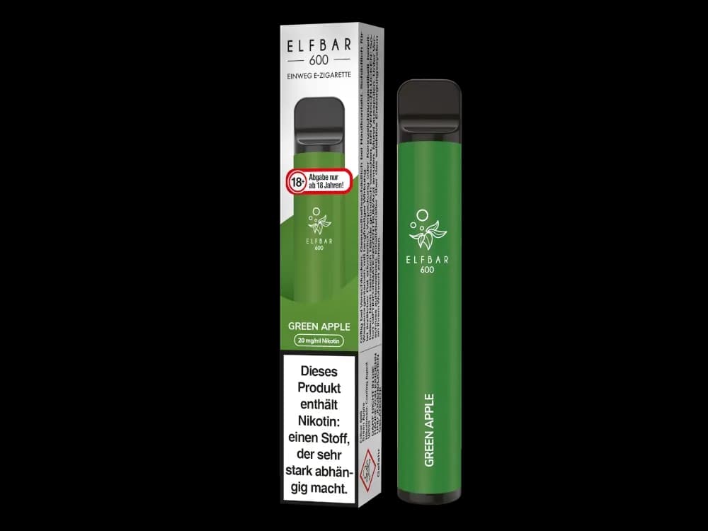 Elfbar 600 Einweg E-Zigarette - Apple Peach (Packung: 1er Packung / Stärke: 20 mg/ml / Geschmack: Green Apple) (4475,00 EUR / liter)