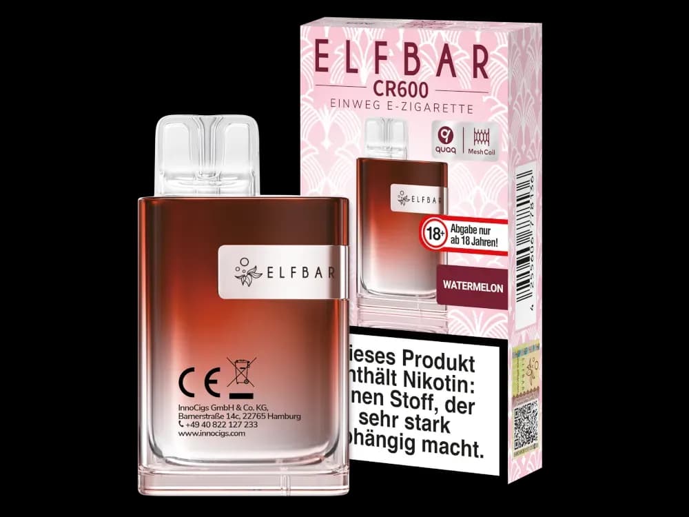 Elfbar - CR600 Einweg E-Zigarette - Alps Ice (Packung: 1er Packung / Geschmack: Watermelon) (4475,00 EUR / liter)