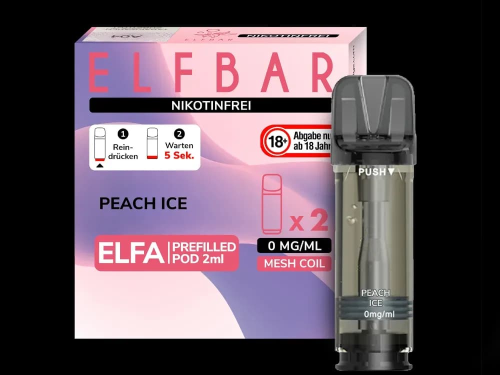 Elfbar Elfa Pod 20mg/ml (2 Stück) - Blue Razz Lemonade (Packung: 1er Packung / Stärke: 0 mg/ml / Geschmack: Peach Ice) (2987,50 EUR / liter)