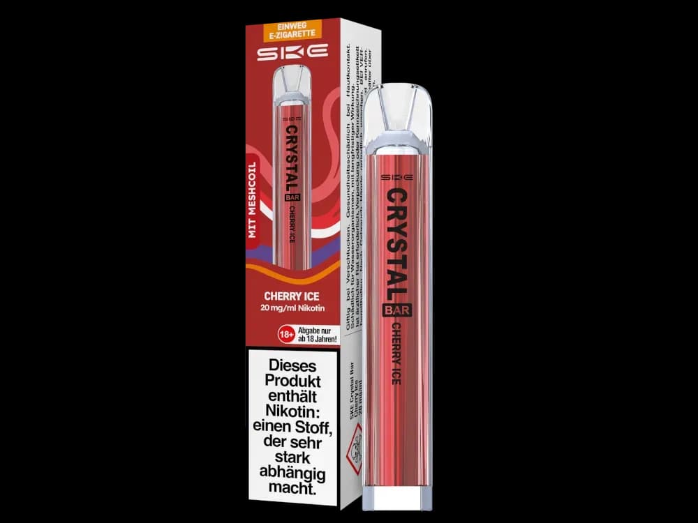 SKE - Crystal Bar Einweg E-Zigarette (Packung: 1er Packung / Stärke: 20 mg/ml / Geschmack: Cherry Ice) (4475,00 EUR / liter)