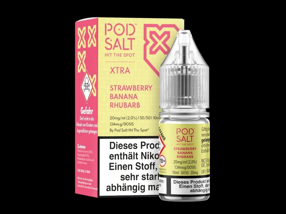 Pod Salt X - Nikotinsalz Liquid  - Strawberry Banana Rhubarb (Packung: 1er Packung / Stärke: 20 mg/ml / Geschmack: Strawberry Banana Rhubarb)...